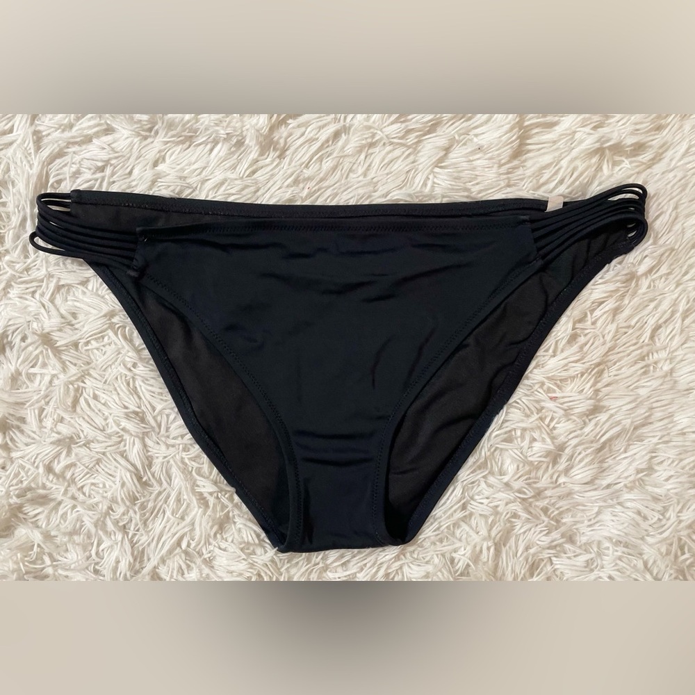 Shade & Shore Basic Neutral Resort Beach Hipster Strappy Bikini Bottom Black XL